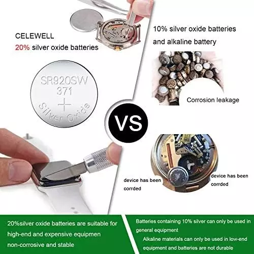 OSTRONE Silver Oxide Battery Button Cell 1.5 V Single Use for Watches, Calculators Use, SR920SW 371 (Pack of 4 Pcs)