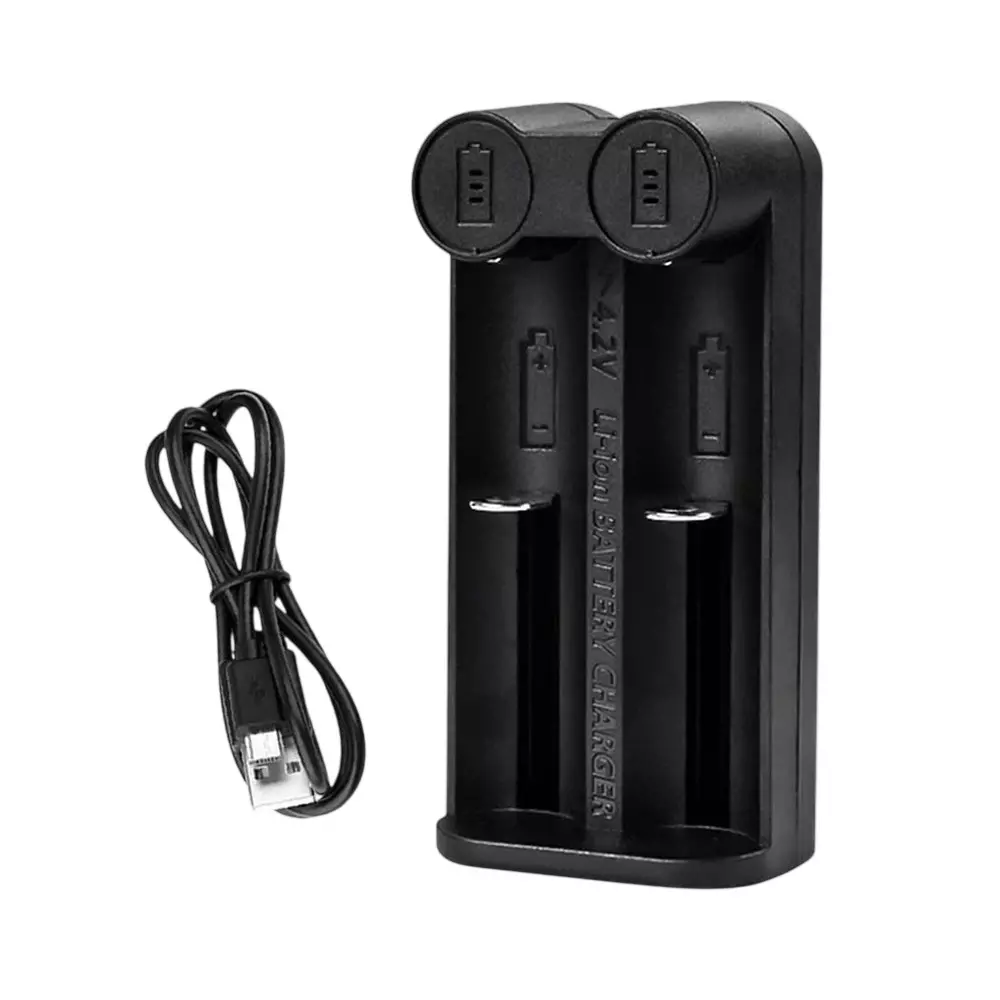 amiciSmart Intelligent Dual Slot Battery Charger Compatible with 21700, 20700, 26650, 18650, 18490, 16340, 14500, 10400 Batteries