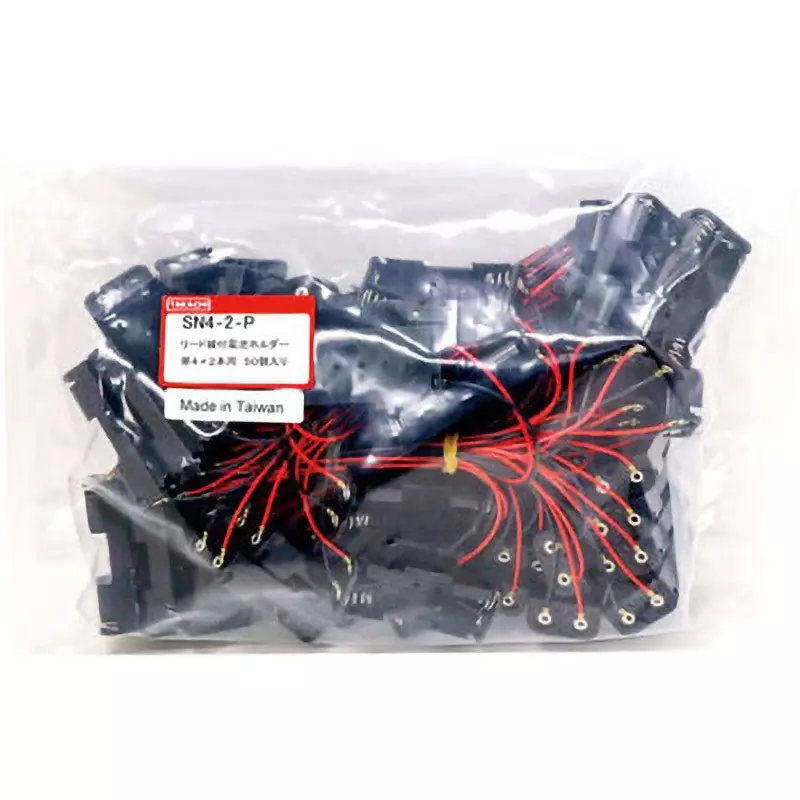 TAKACHI Battery Holder with Lead Wire -10 to 60 ℃ Operating Temperature Range Wire Material: Ul1007 Standard, SN4-2-P (Pack of 50)