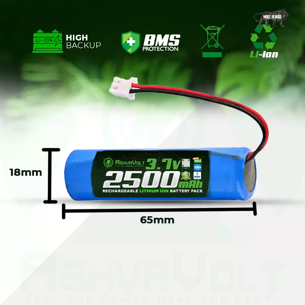 ashvavolt-18650-rechargable-lithium-battery-pack-with-1s-1p-bms-over-discharge-short-circuit-protection-37-v-and-2500-mah-ashv-37v25ah-nmc