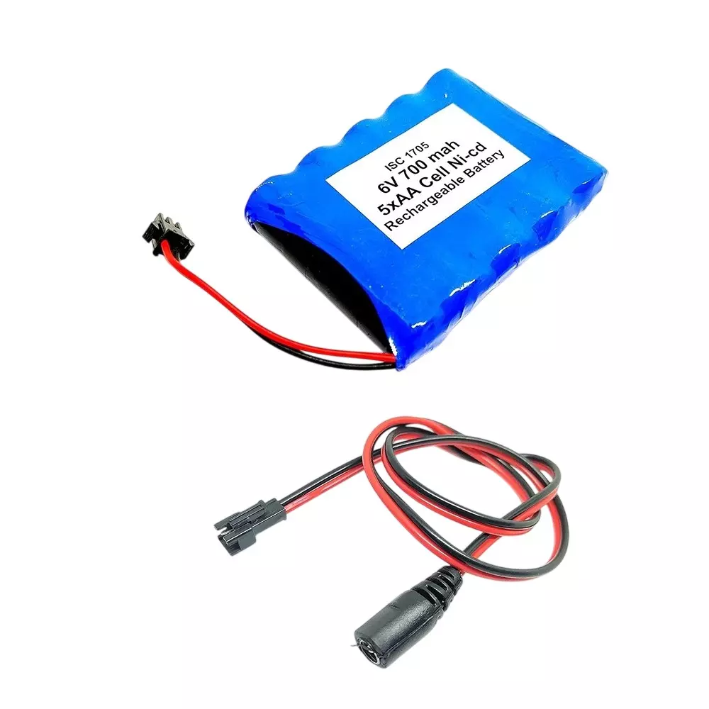 Invento Ni-Cd Rechargeable Battery Pack 700 mAh 1.2V x 5 AA Cell with 5.5 mm DC Female Jack Plug Wire 500 mm Long, ISC 1705-F (Pack of: 1Kit - 5Kit)