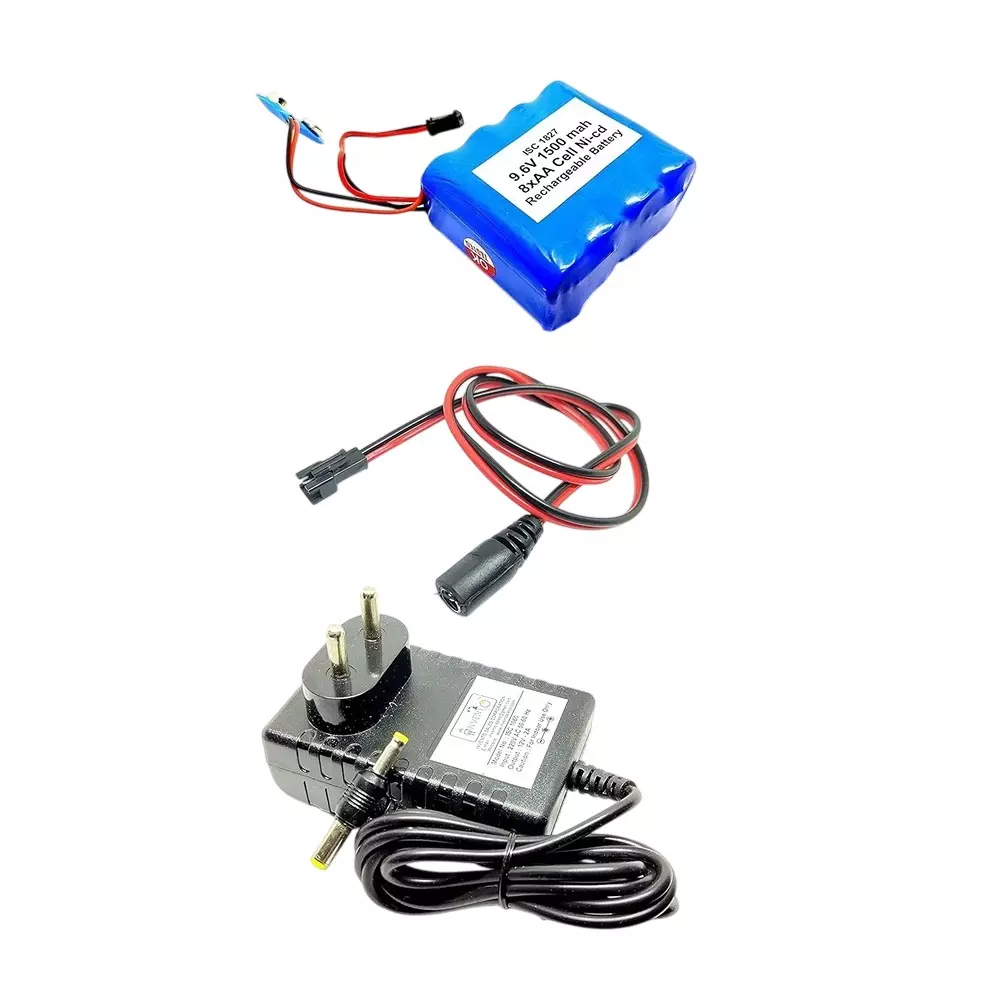 Invento Ni-Cd Rechargeable Battery Pack 1500 mAh Capacity 1.2V x 8 AA Cell + Adaptor Charger + Charger Cable, ISC 1827-Z