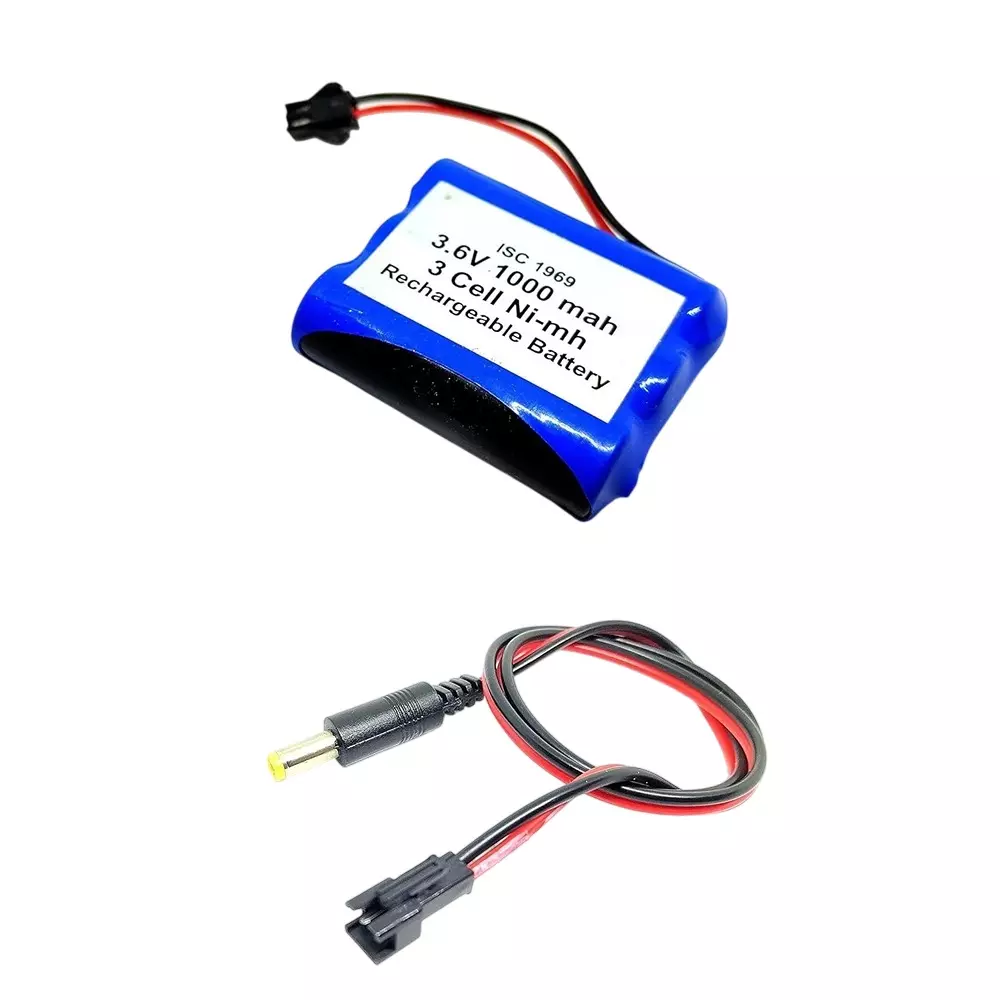 Invento Ni-mh Rechargeable Battery Pack 1000 mAh 1.2V x 3 AA Cell with 5.5 mm DC Male Jack Plug Wire 500 mm Long, ISC 1969-M3 (Pack of 5 Kit)