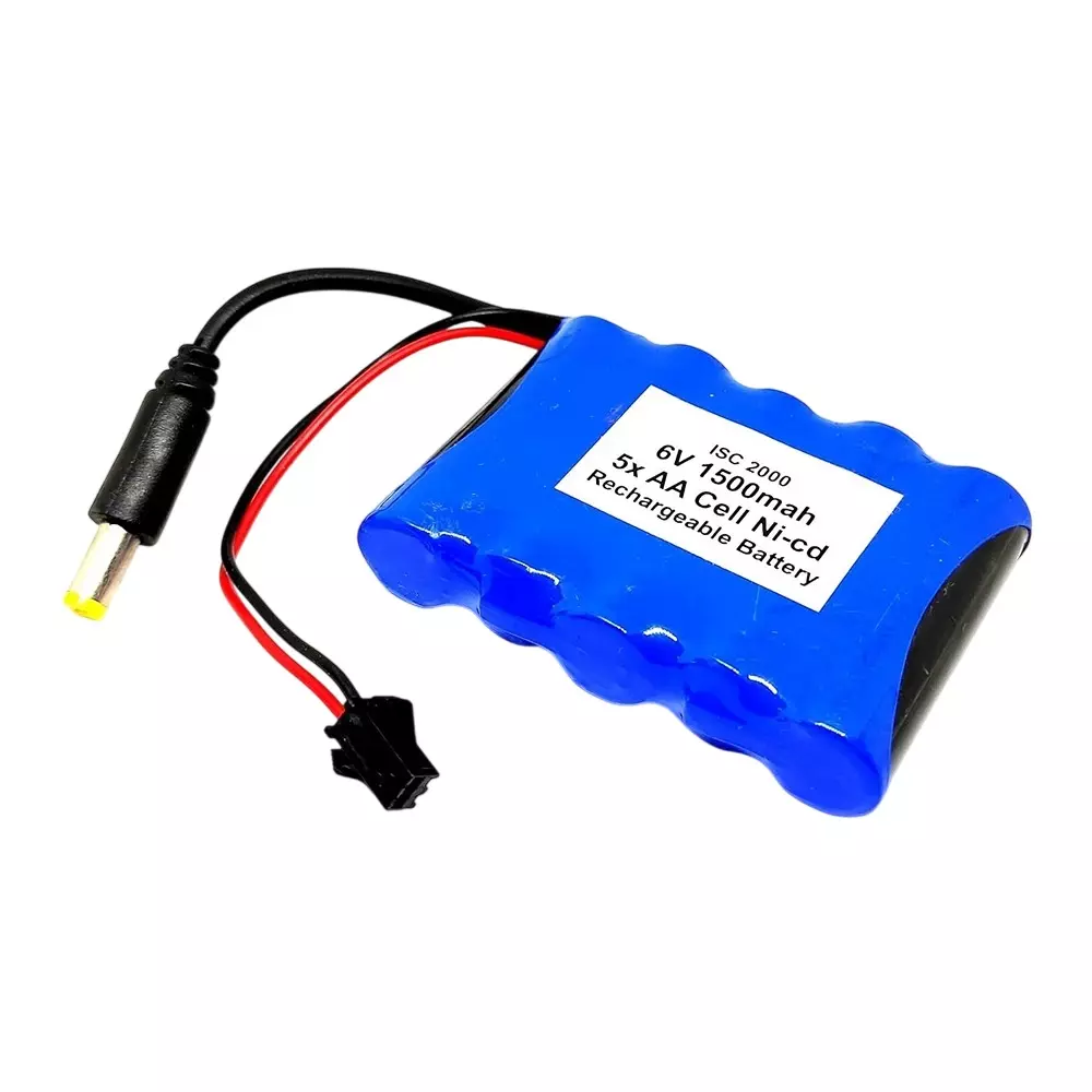 Invento Ni-Cd Rechargeable Battery Pack 1500 mAh 1.2V x 5 AA Cell with 5.5 mm Male DC Jack Adaptor Port, ISC 2000 (Pack of: 1Kit - 5Kit)