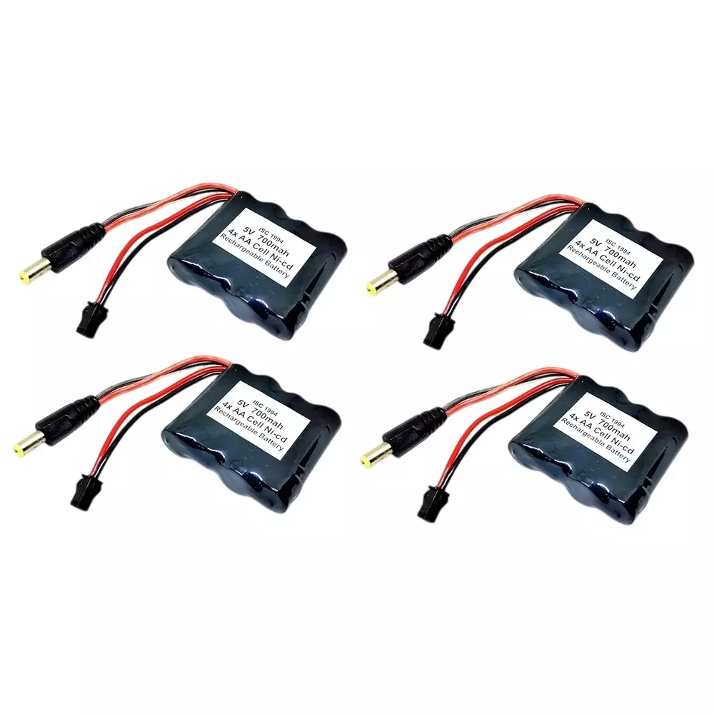 Invento Rechargeable Battery Pack Ni-cd 1.2 V x 4 AA Cell 5 V 700 mAh with 5.5 mm Male DC Jack Adaptor Port, ISC 1994-2 (Pack of 4 Pcs)