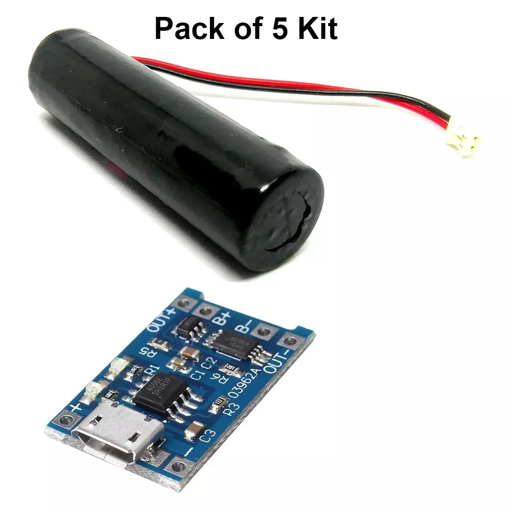 invento-lithium-ion-rechargeable-battery-dc-37-v-voltage-3200-mah-caapcity-18x65-mm-size-with-tp4056-charger-module-isc-674-x3-pack-of-5-kit
