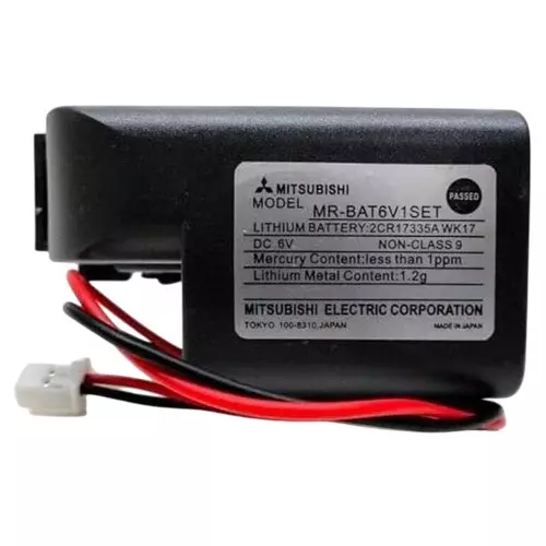 Mitsubishi Electric 6 V DC Lithium Battery Set Plastic Body Black Color for MR-JET-G Series, MR-BAT6V1SET-B