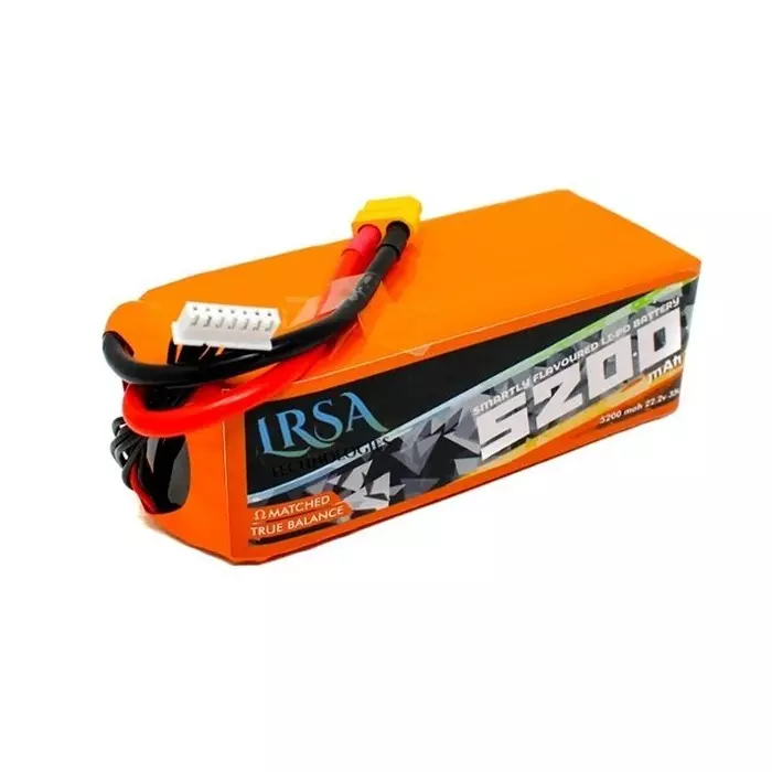 LRSA Drone Battery Lithium-Polymer 5200 mAh 11.1 V 35C Discharge with Deans and XT60 Connector, Black