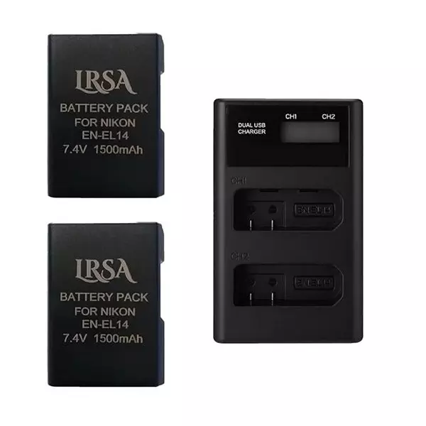 LRSA Lithium-Ion Battery 7.4 V Voltage 1500 mAh Capacity with Dual USB Charger, Black