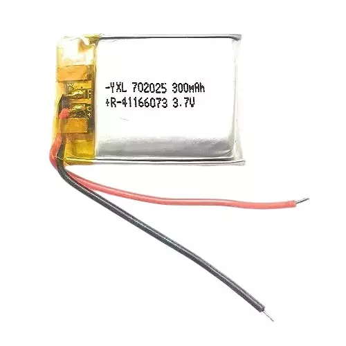 LRSA Lithium-Polymer Rechargeable Battery 300 mAh Capacity 3.7 V Voltage with Standard 2-Pin JST-PH Connector, KP-702025