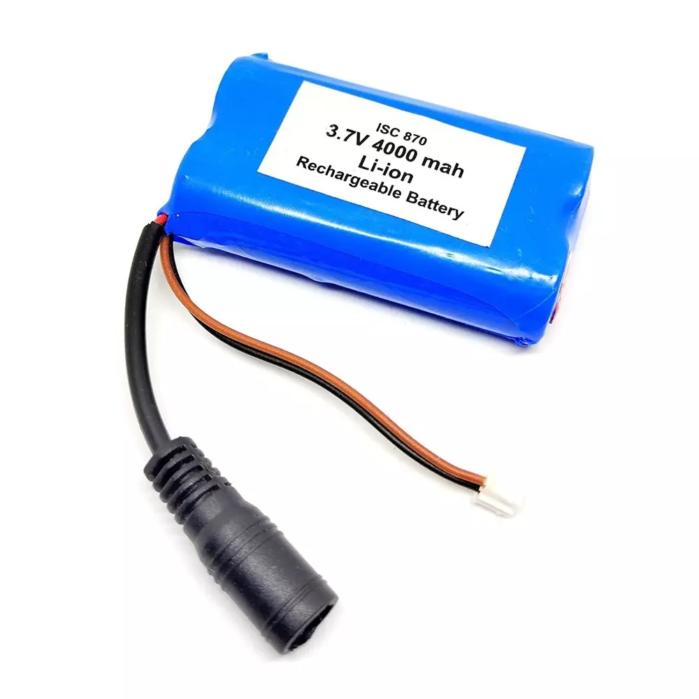 Invento Lithium-Ion Rechargeable Battery 2-Cell 3.7 V 4000 mAh with 5.5 mm Female DC Jack Charging Port, Blue (Pack of 4 Pcs)
