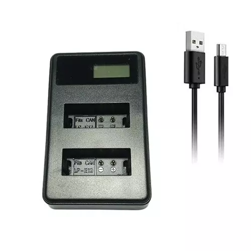 LRSA LCD Camera Battery Charger with Micro USB Cable for Canon Rechargeable Battery LP12/LPE12