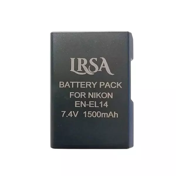 LRSA Lithium-Ion Battery Pack Rechargeable 1500 mAh Capacity 2-Cell for Nikon EN-EL14, Black