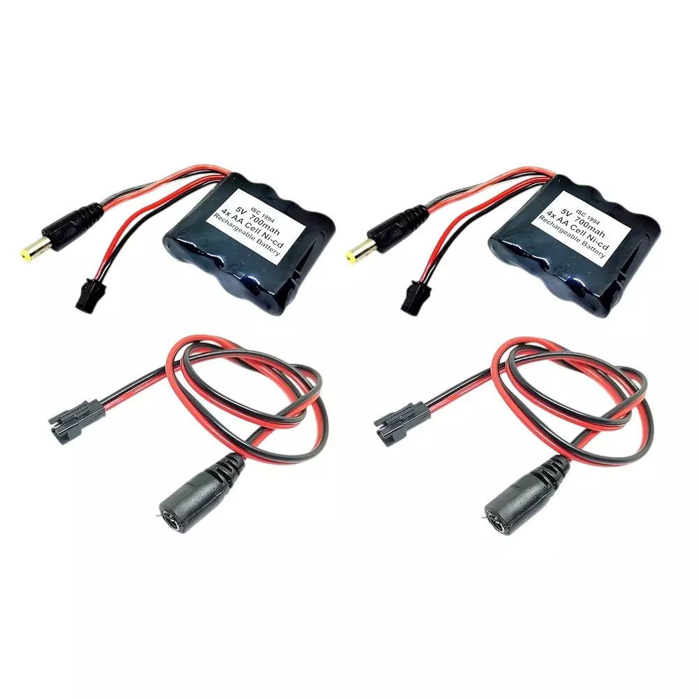 Invento Rechargeable Battery Pack Ni-cd 1.2 V x 4 AA Cell 5 V 700 mAh with 5.5 mm Male DC Jack + 5.5 mm Female DC Jack Plug Wire, ISC 1994-F1 (Pack of 2 Kit)