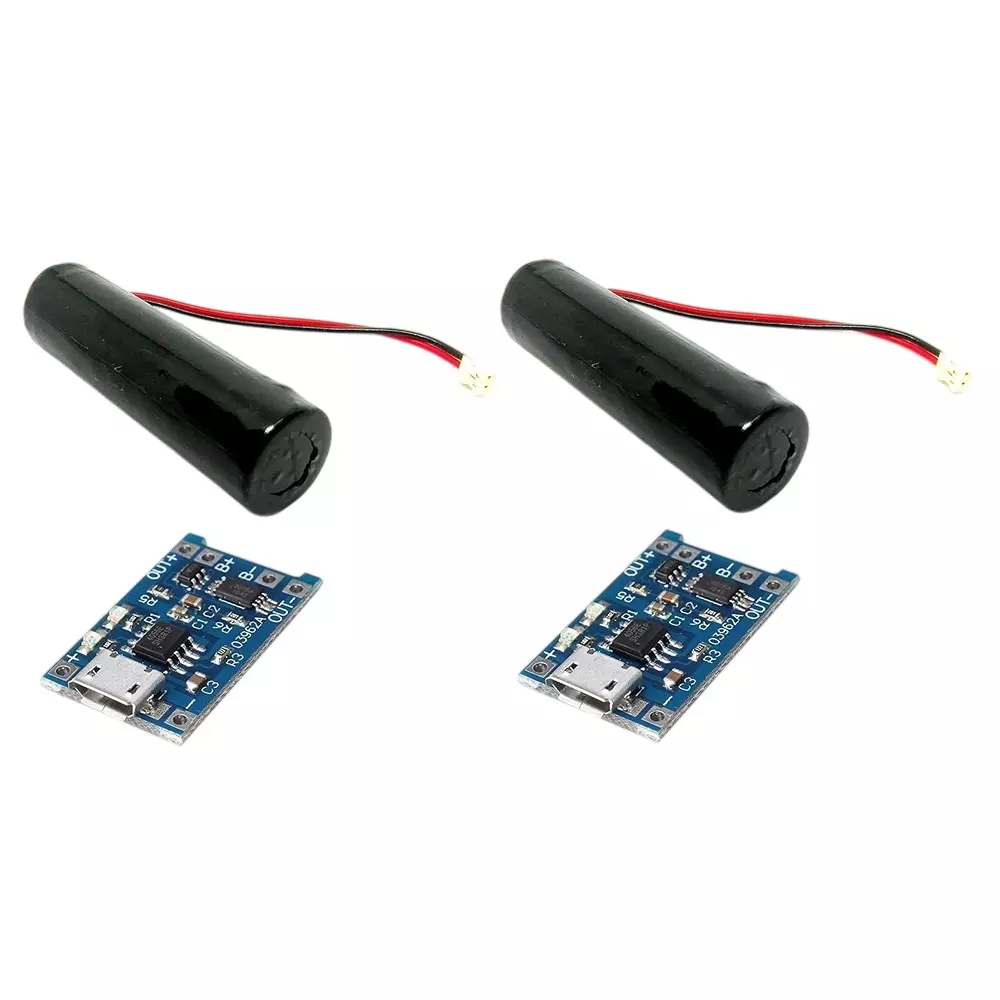 Invento Lithium-ion Rechargeable Battery DC 3.7 V Voltage 3200 mAh Caapcity 18x65 mm Size with TP4056 Charger Module, ISC 674-X1 (Pack of 2 Kit)