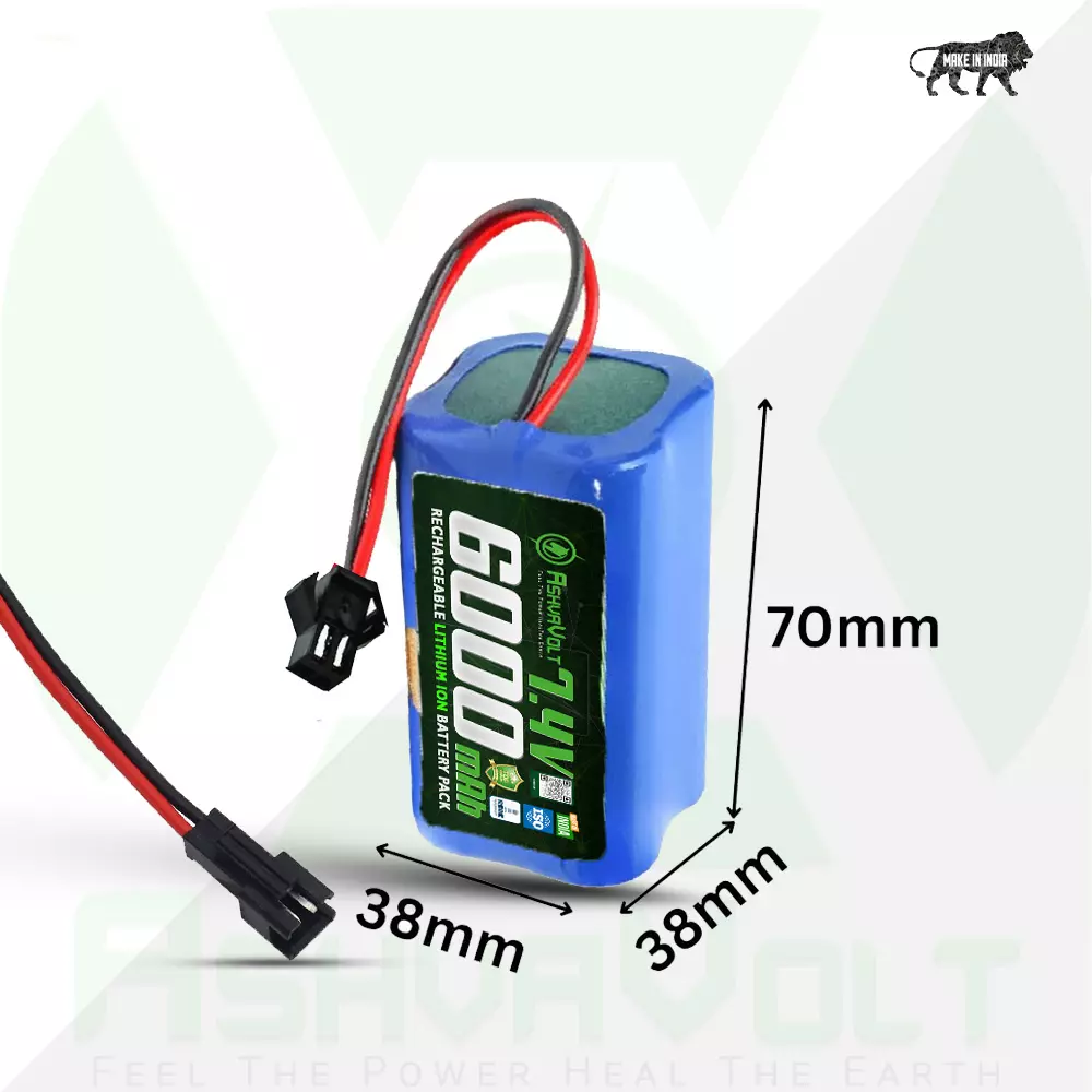 ashvavolt-2s-2p-18650-rechargable-lithium-battery-pack-with-bms-protection-malefemale-2-pin-black-connector-74-v-and-6000-mah-ashv-74v6ah-nmc-m2f