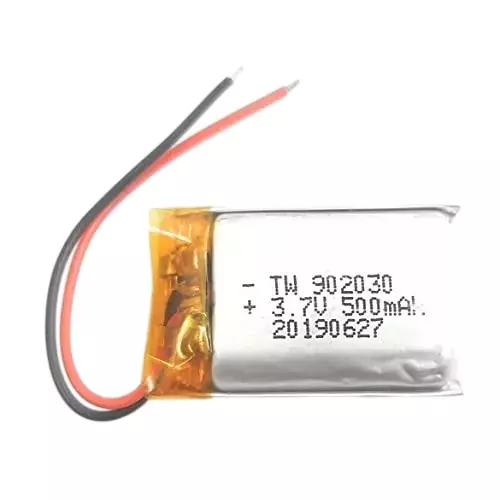 LRSA Lithium-Polymer Rechargeable Battery 500 mAh Capacity 3.7 V Voltage with Standard 2-Pin JST-PH Connector, KP-902030
