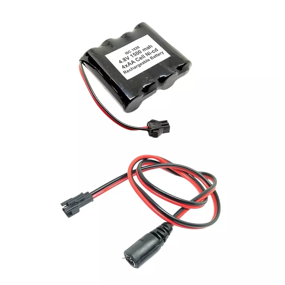 Invento Ni-Cd Rechargeable Battery Pack 1500 mAh 1.2V x 4 AA Cell with 5.5 mm DC Female Jack Plug Wire 500 mm Long, ISC 1828-F2 (Pack of 4 Kit)