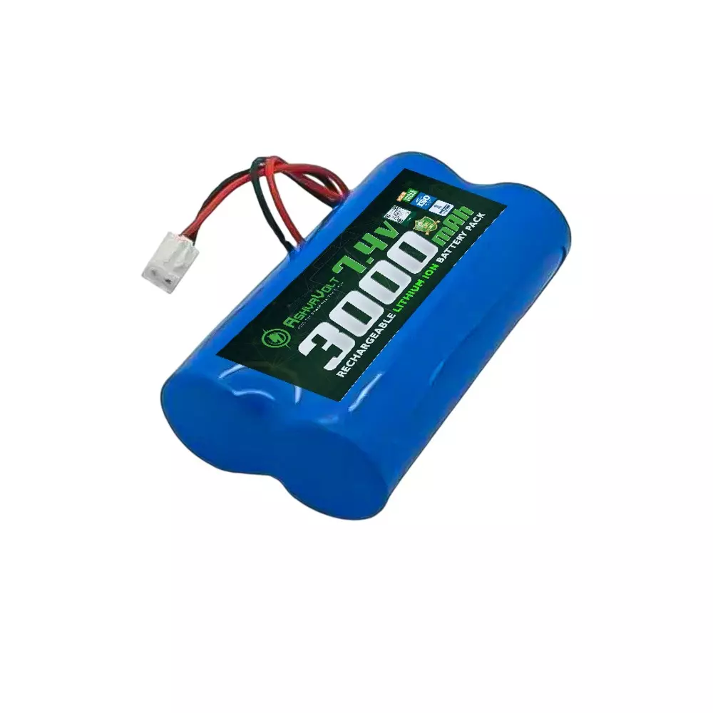 AshvaVolt 2S 1P 18650 Li Ion Rechargable Lithium Battery Pack 3000 mAh With BMS, Short Circuit Protection, 7.4 V, ASHV-7.4V3AH-NMC