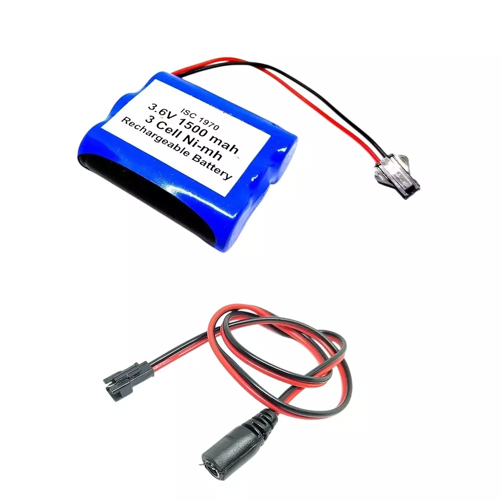 Invento Ni-mh Rechargeable Battery Pack 1500 mAh 1.2V x 3 AA Cell with 5.5 mm DC Female Jack Plug Wire 500 mm Long, ISC 1970-F2 (Pack of 4 Kit)