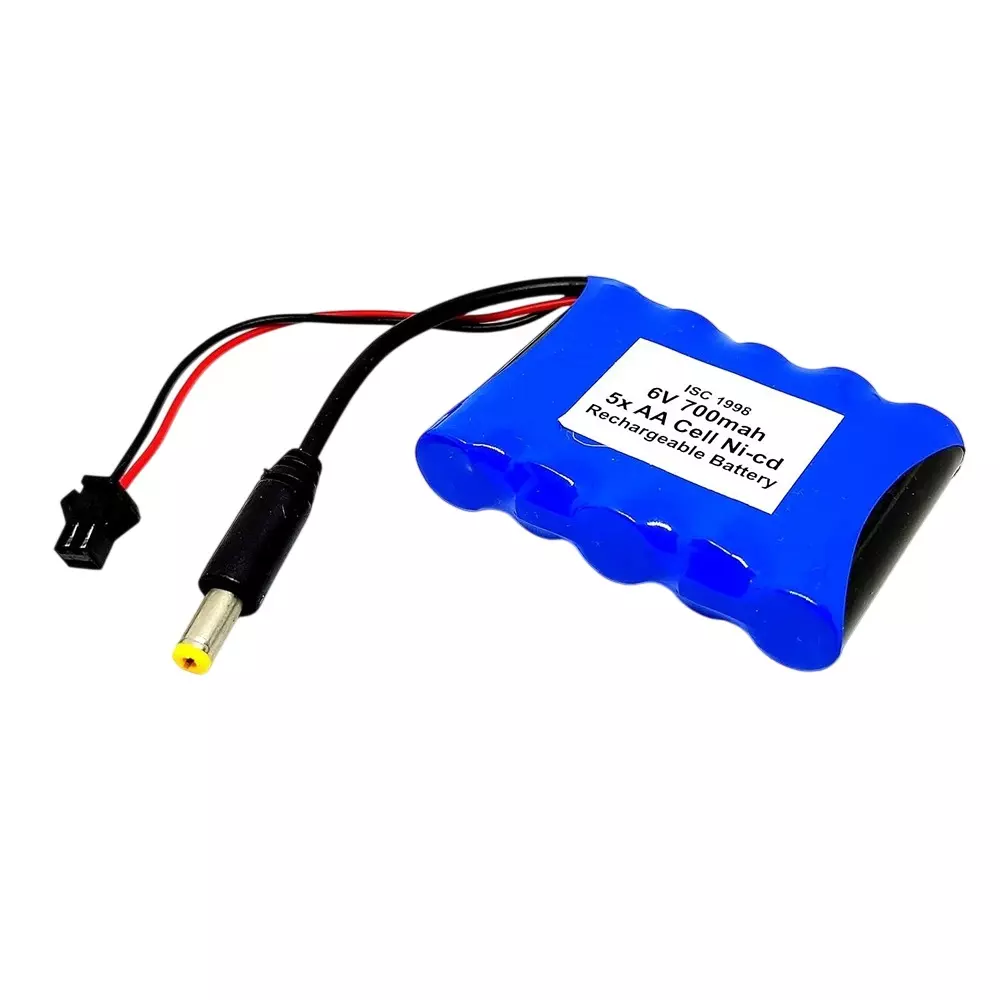 Invento Ni-Cd Rechargeable Battery Pack 700 mAh 1.2V x 5 AA Cell with 5.5 mm Male DC Jack Adaptor Port, ISC 1998 (Pack of: 1Kit - 5Kit)