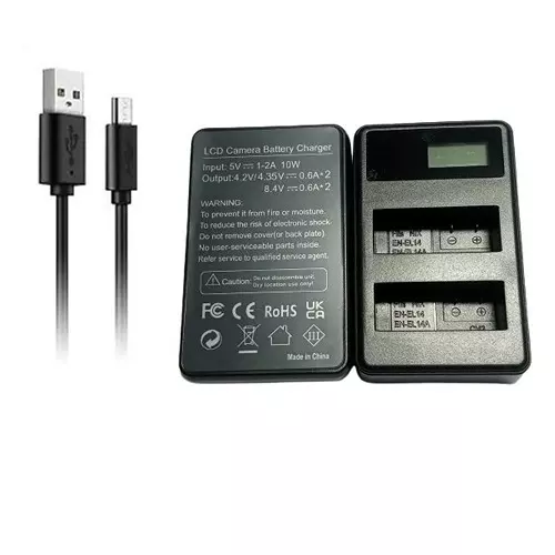 LRSA LCD Camera Battery Charger with Micro USB Cable for Canon Rechargeable Battery LP14/LPE14