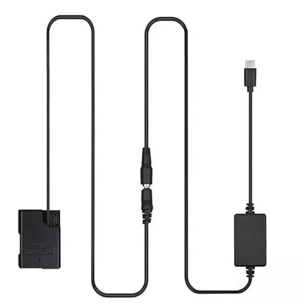 LRSA Dummy Battery with Type-C AC Power Adapter Cable 12 V Input Voltage Black, EN‑EL14