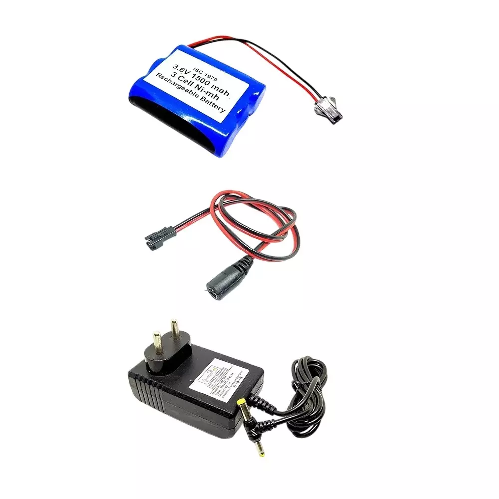 Invento Rechargeable Battery 3-Cell AA Ni-mh 3.6 V Output Voltage 1500 mAh with 6 V/2 A DC Adaptor Charger & Charger Cable, ISC 1970-Z