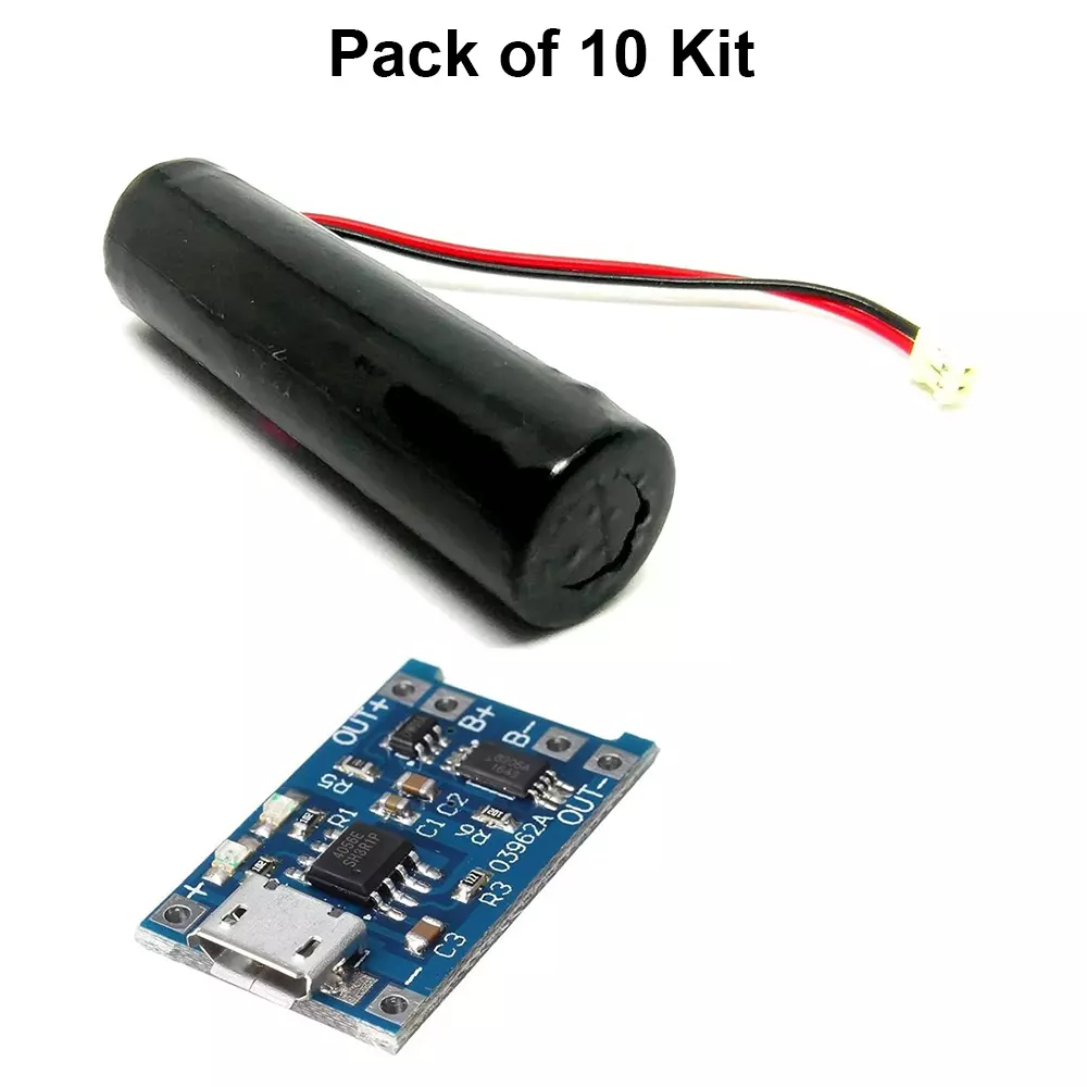 invento-lithium-ion-rechargeable-battery-dc-37-v-voltage-3200-mah-caapcity-18x65-mm-size-with-tp4056-charger-module-isc-674-x5-pack-of-10-kit
