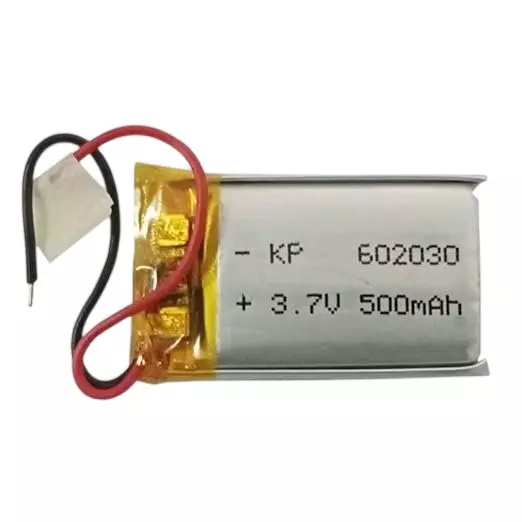 LRSA Lithium-Polymer Rechargeable Battery 500 mAh Capacity 3.7 V Voltage with Standard 2-Pin JST-PH Connector, KP-602030