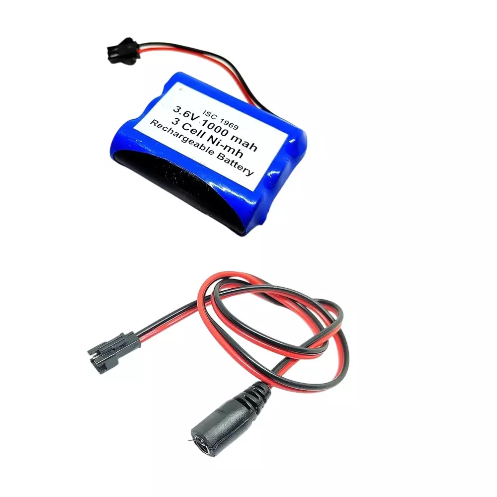 Invento Ni-mh Rechargeable Battery Pack 1000 mAh 1.2V x 3 AA Cell with 5.5 mm DC Female Jack Plug Wire 500 mm Long, ISC 1969-F3 (Pack of 5 Kit)