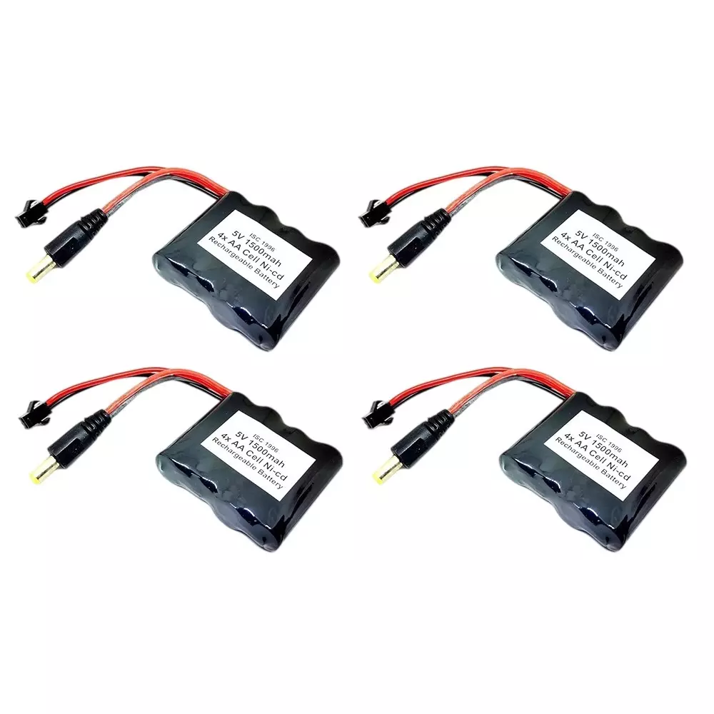 Invento Rechargeable Battery Pack Ni-cd 1.2 V x 4 AA Cell 5 V 1500 mAh with 5.5 mm Male DC Jack Adaptor Port, ISC 1996-2 (Pack of 4 Pcs)