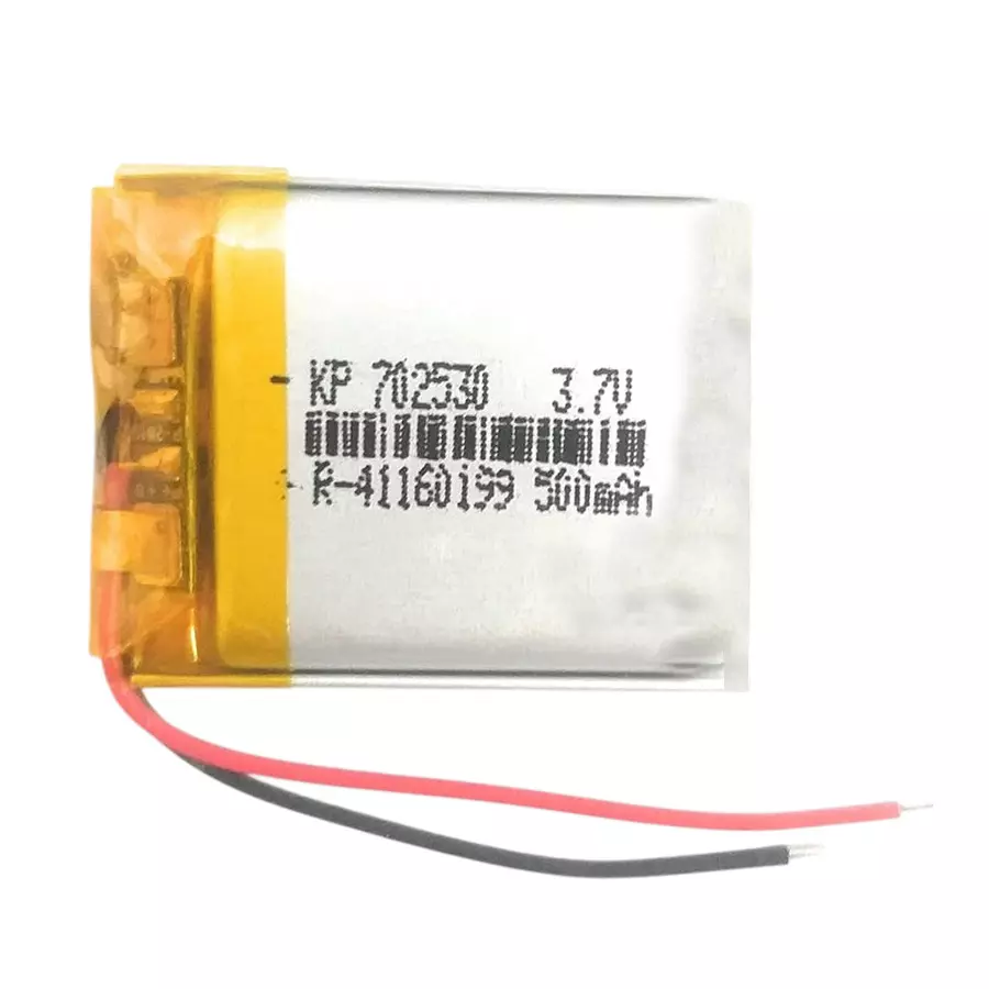 LRSA Lithium-Polymer Rechargeable Battery 500 mAh Capacity 3.7 V Voltage with Standard 2-Pin JST-PH Connector, KP-702530