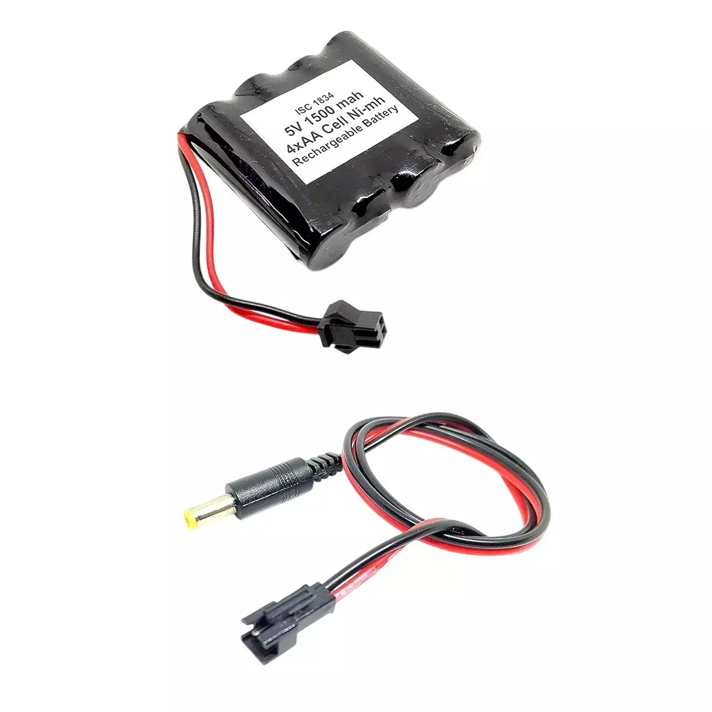 Invento Ni-mh Rechargeable Battery Pack 1500 mAh 4 AA Cell with 5.5 mm DC Male Jack Plug Wire 500 mm Long, ISC 1834-M