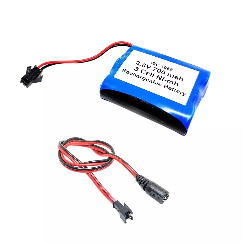 Invento Ni-mh Rechargeable Battery Pack 700 mAh 1.2V x 3 AA Cell with 5.5 mm DC Female Jack Plug Wire 500 mm Long, ISC 1968-F1 (Pack of 2 Kit)