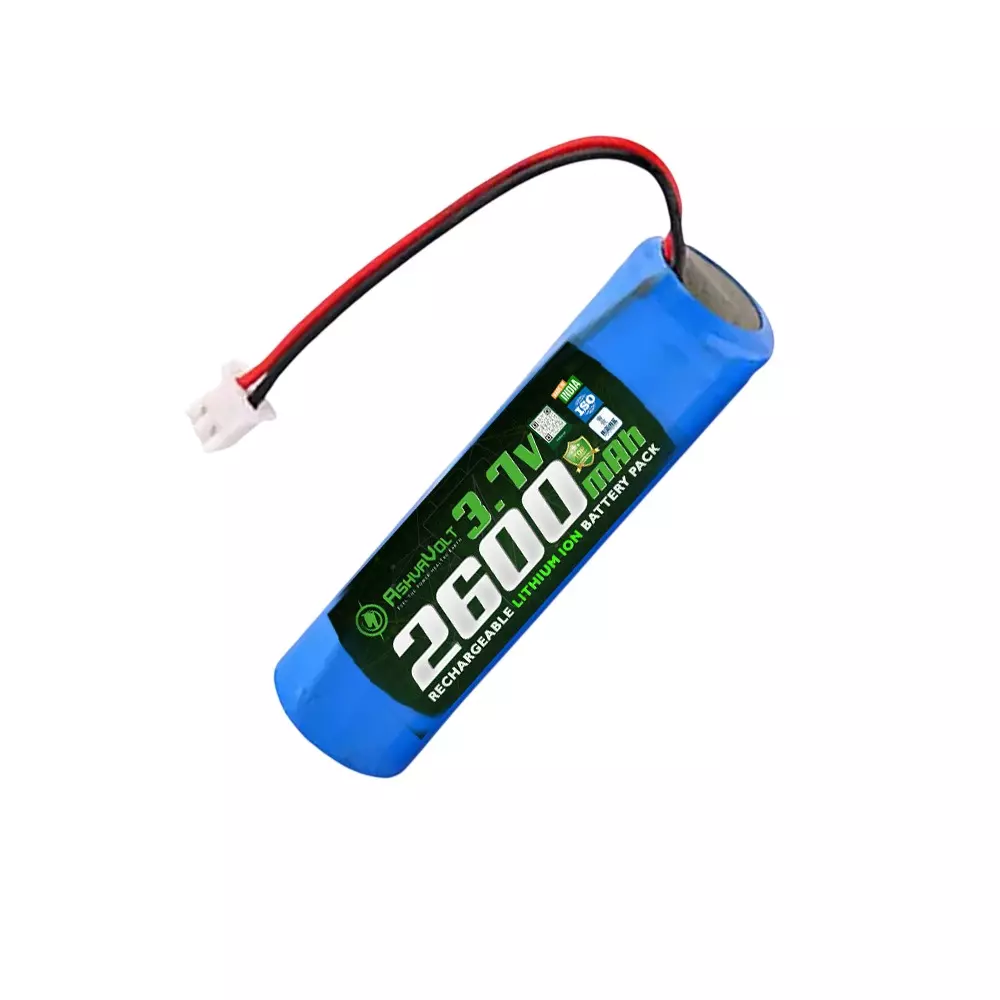 AshvaVolt 18650 Rechargable Lithium Battery Pack 2600 mAh With 1S 1P BMS, Over Discharge, Short Circuit Protection, 3.7 V, ASHV-3.7V2.6AH-NMC
