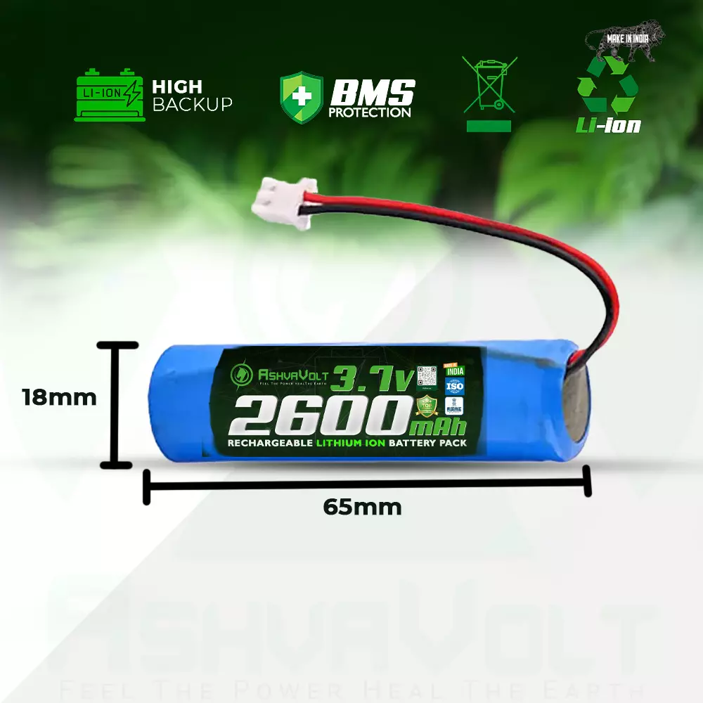 ashvavolt-18650-rechargable-lithium-battery-pack-with-1s-1p-bms-over-discharge-short-circuit-protection-37-v-and-2600-mah-ashv-37v26ah-nmc