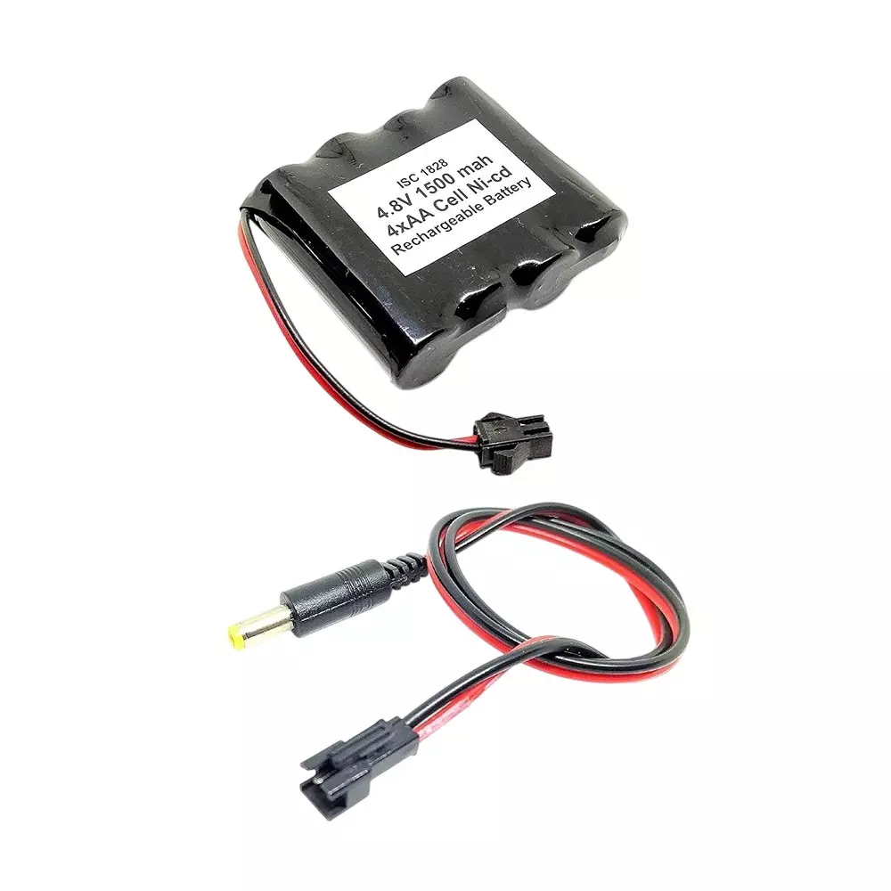 Invento Ni-Cd Rechargeable Battery Pack 1500 mAh 1.2V x 4 AA Cell with 5.5 mm DC Male Jack Plug Wire 500 mm Long, ISC 1828-M