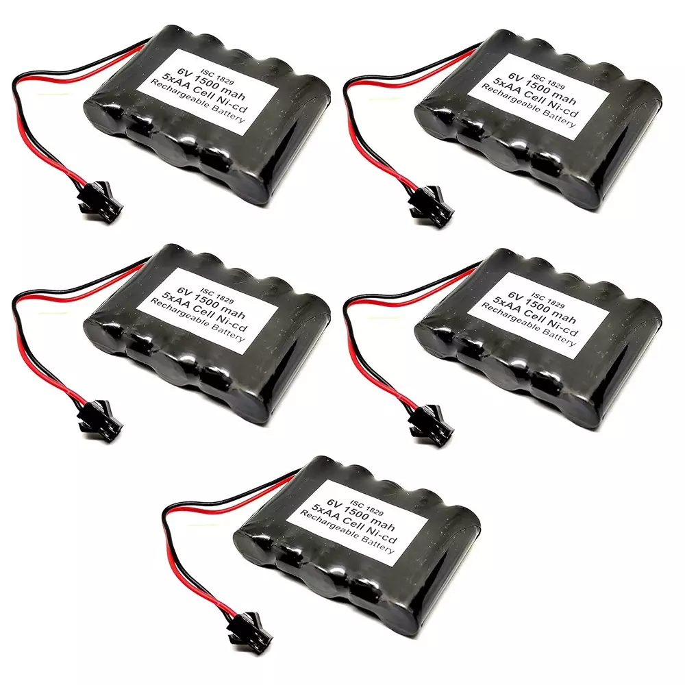 Invento Ni-Cd Rechargeable Battery Pack 1500 mAh Capacity 1.2V x 5 AA Cell, ISC 1829-3 (Pack of 5 Pcs)