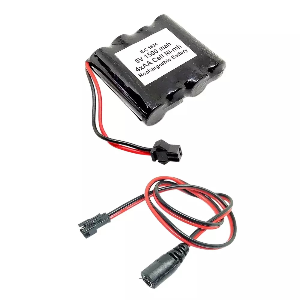 Invento Ni-mh Rechargeable Battery Pack 1500 mAh 4 AA Cell with 5.5 mm DC Female Jack Plug Wire 500 mm Long, ISC 1834-F