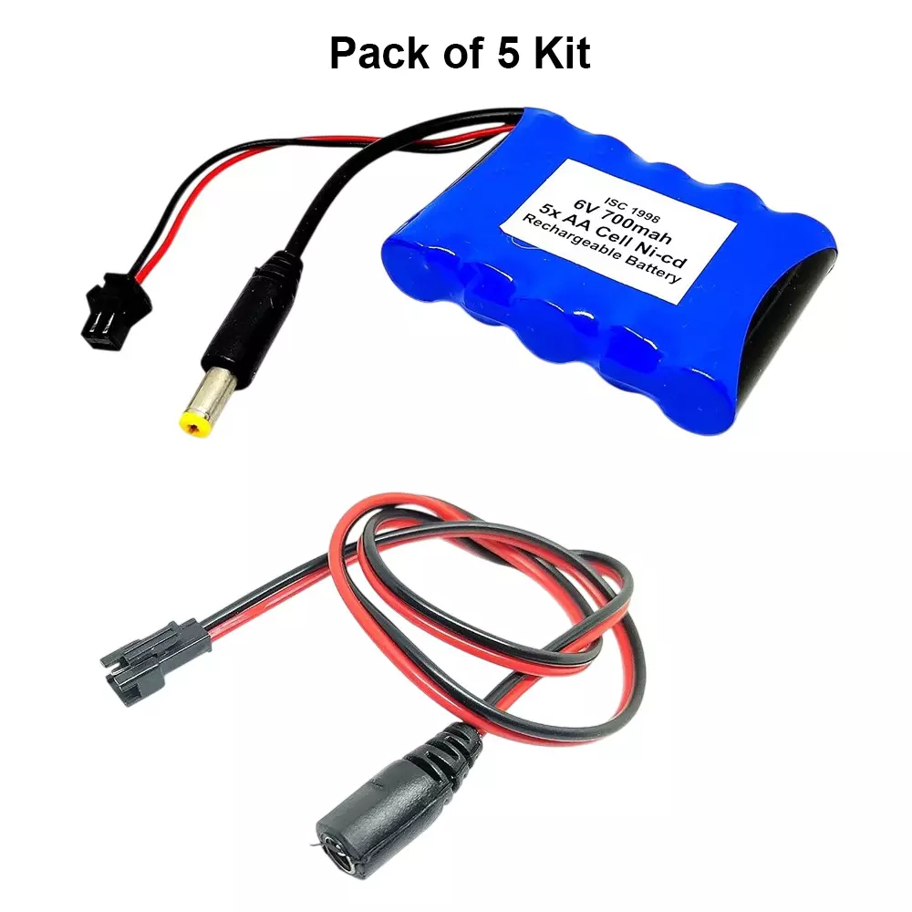 invento-ni-cd-rechargeable-battery-pack-700-mah-12v-x-5-aa-cell-with-55-mm-male-dc-jack-adaptor-port-dc-female-jack-500-mm-long-wire-isc-1998-f3-pack-of-5-kit