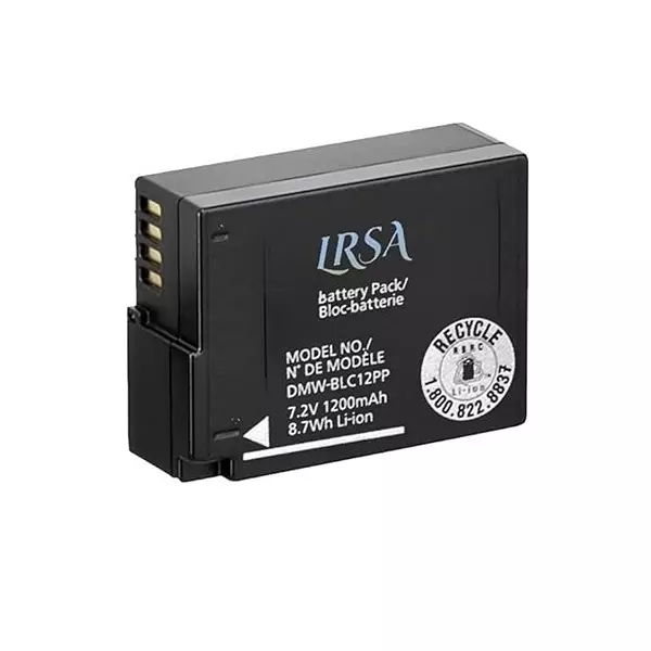 LRSA Lithium-ion Rechargeable Camera Battery 7.2 V Output Voltage 1200 mAh Capacity, DMW-BLC12