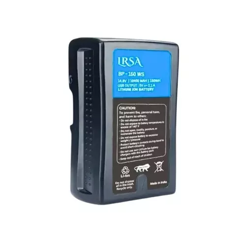 LRSA V-Mount Battery Lithium-Ion Rechargeable 10400 mAh Capacity 5 C = 2.1 A USB Output, BP-150WS