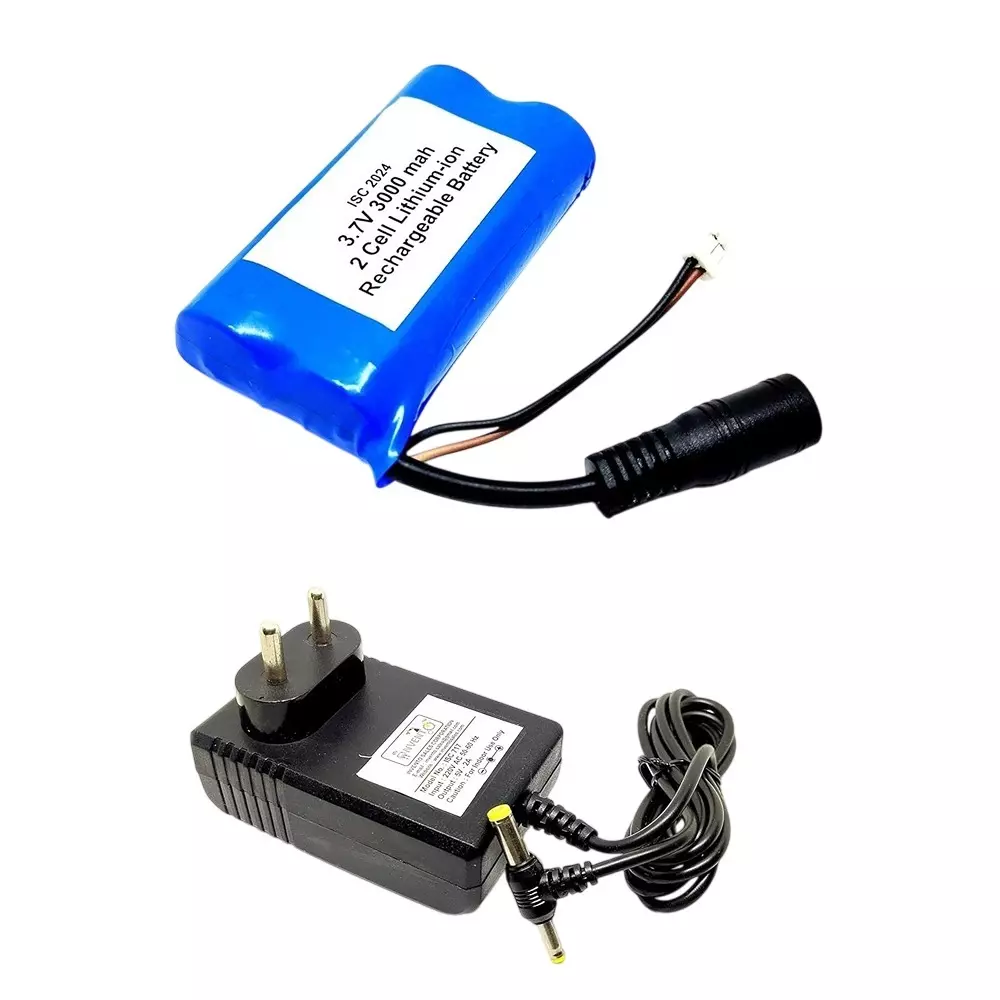 Invento Lithium-ion Rechargeable Battery 3.7 V Output Voltage 2-Cell 3000 mAh Capacity with 5 V/2 A DC Charger, ISC 2024-C