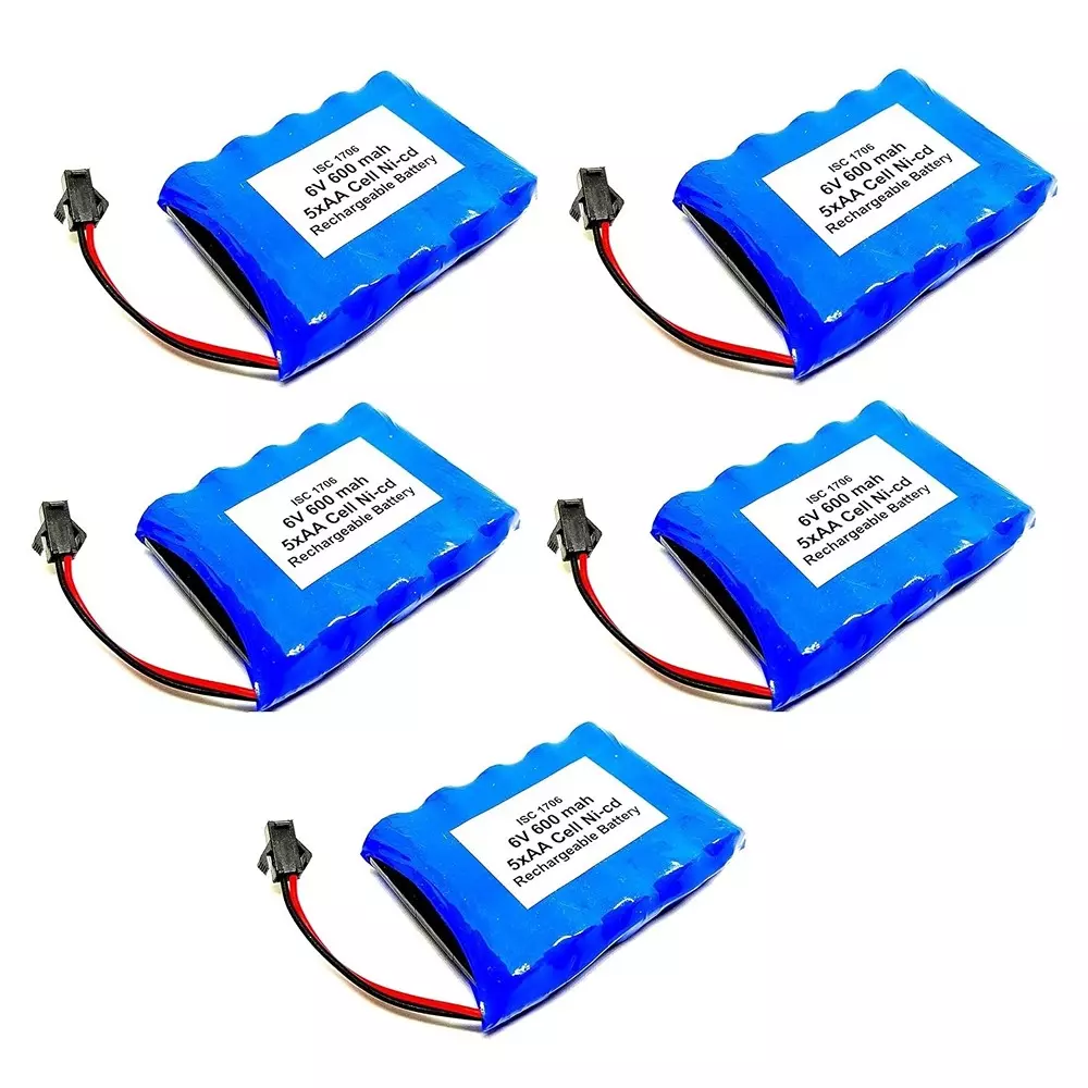 Invento Ni-Cd Rechargeable Battery Pack 600 mAh Capacity 1.2V x 5 AA Cell, ISC 1706-3 (Pack of 5 Pcs)