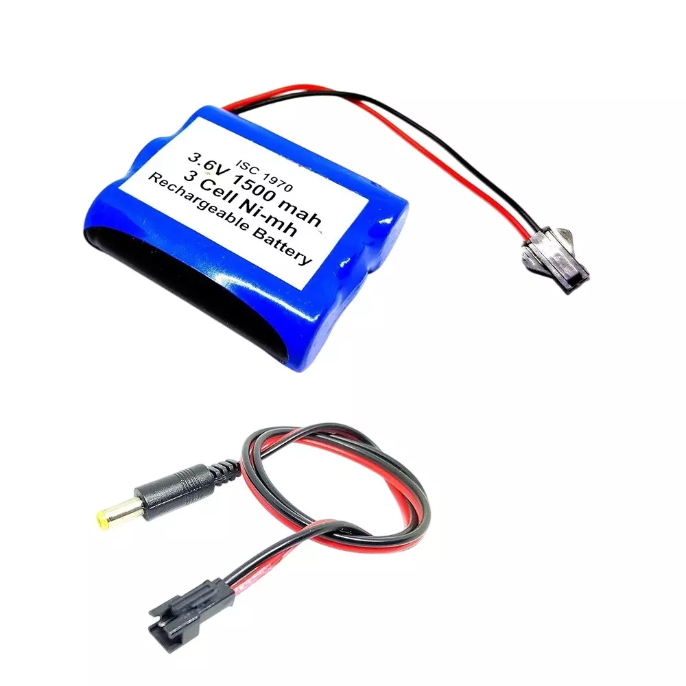Invento Ni-mh Rechargeable Battery Pack 1500 mAh 1.2V x 3 AA Cell with 5.5 mm DC Male Jack Plug Wire 500 mm Long, ISC 1970-M3 (Pack of 5 Kit)
