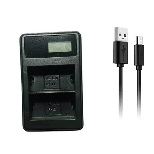 LRSA LCD Camera Battery Charger with Micro USB Cable for Canon Rechargeable Battery