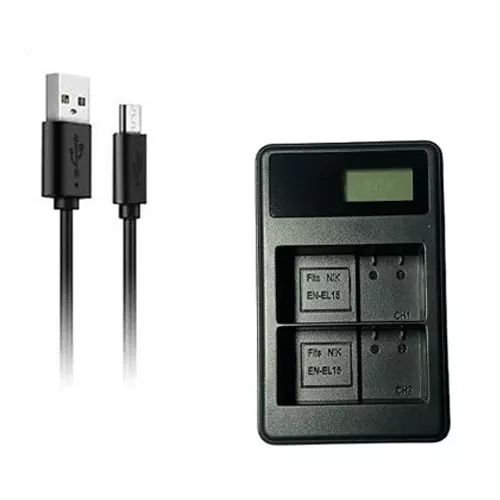 LRSA LCD Camera Battery Charger with Micro USB Cable for Canon Rechargeable Battery LP15/LPE15