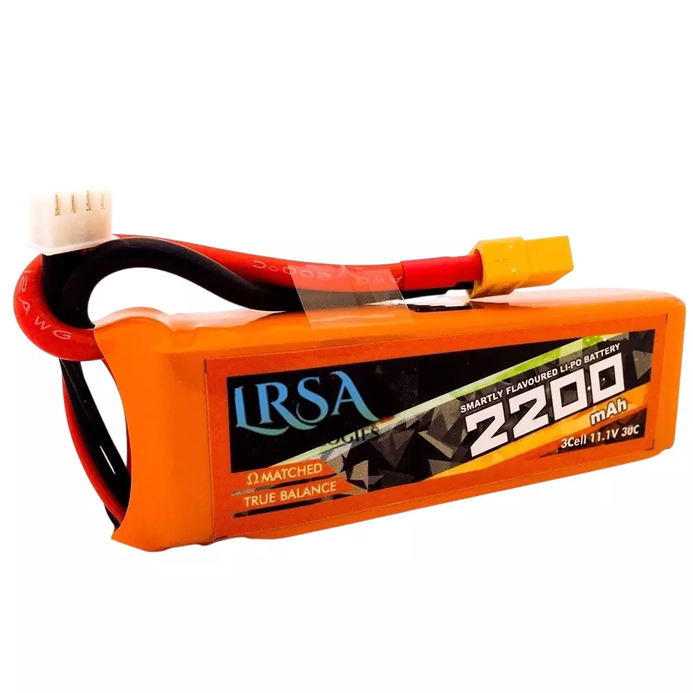 LRSA Drone Battery Lithium-Polymer 2200 mAh 11.1 V 80C Discharge with Deans and XT60 Connector, Black