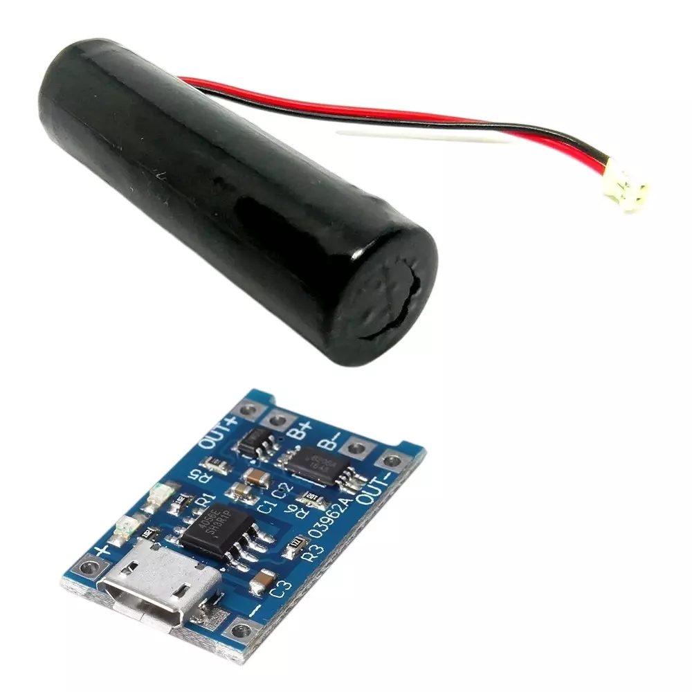 Invento Lithium-ion Rechargeable Battery DC 3.7 V Voltage 3200 mAh Caapcity 18x65 mm Size with TP4056 Charger Module, ISC 674-X